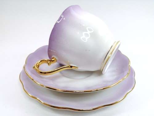 Royal Albert ` RAINBOW ` Lilac Hampton shape Tea Cup Saucer and Plate Fine Bone China England