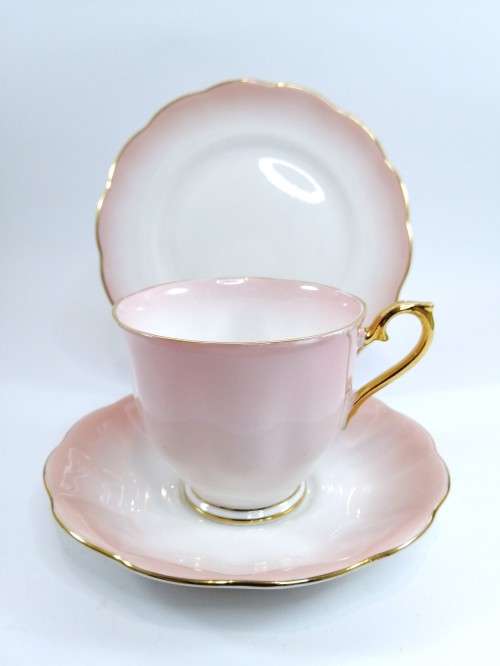 Royal Albert ` RAINBOW ` Pink Hampton shape Tea Cup Saucer and Plate Fine Bone China England