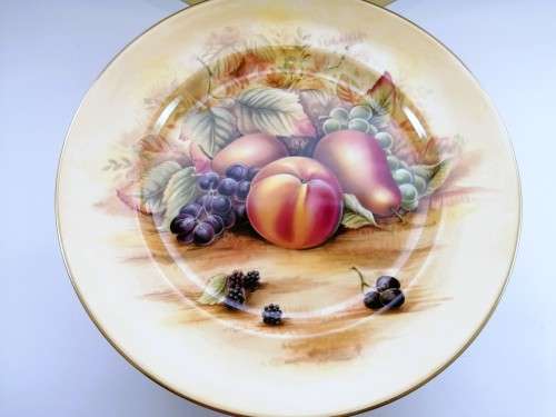 Aynsley Orchard Gold Still Life Fruit Pattern 12 Side Plates