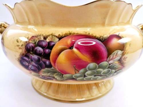 Aynsley orchard gold bone china porcelain 2 handled Bowl in the Orchard Gold