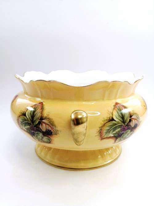 Aynsley orchard gold bone china porcelain 2 handled Bowl in the Orchard Gold