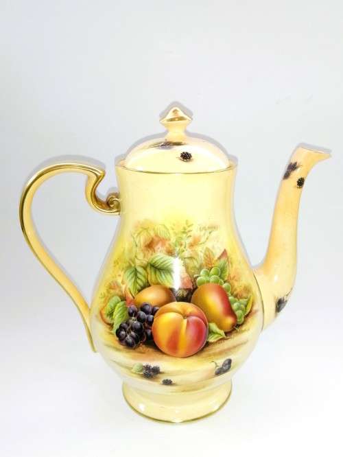 Aynsley orchard gold bone china porcelain Large Coffee Pot in the Orchard Gold