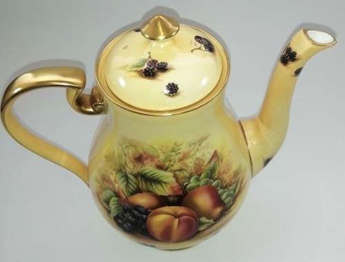 Aynsley orchard gold bone china porcelain Large Coffee Pot in the Orchard Gold