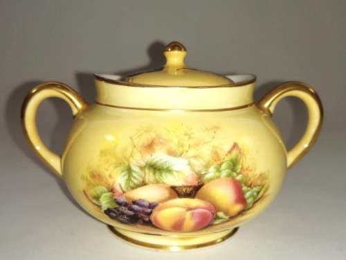 Aynsley orchard gold bone china porcelain  Bachelor`s tea set  in the Orchard Gold
