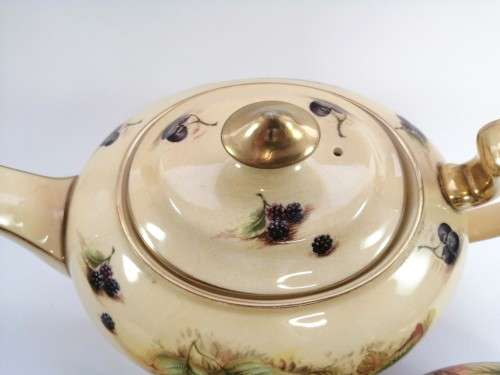 Aynsley Orchard Gold Teapot, Sugar Bowl, Milk Jug Set plus pot