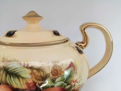 Aynsley Orchard Gold Teapot, Sugar Bowl, Milk Jug Set plus pot