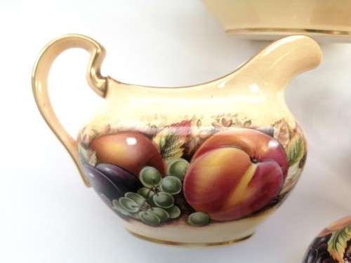 Aynsley Orchard Gold Teapot, Sugar Bowl, Milk Jug Set plus pot