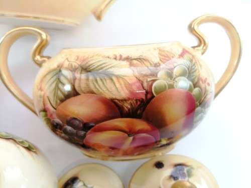Aynsley Orchard Gold Teapot, Sugar Bowl, Milk Jug Set plus pot