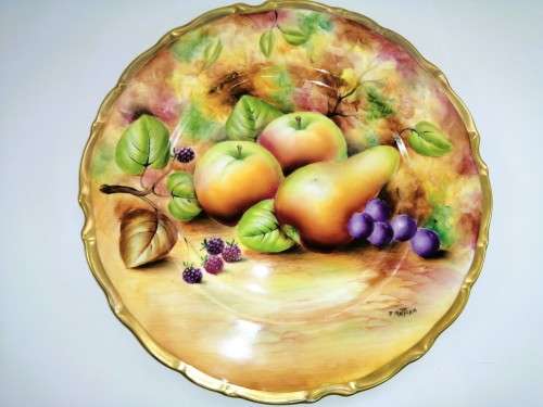 Rare hand painted Baroness Staffordshire Plate Signed John Mottram