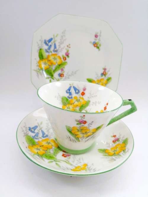 Paragon Art Deco Primrose, Cup Saucer and Plate Trio