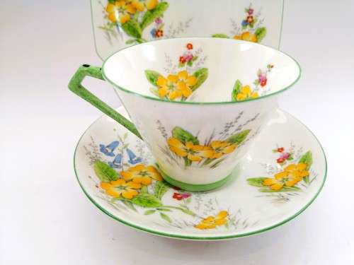 Paragon Art Deco Primrose, Cup Saucer and Plate Trio