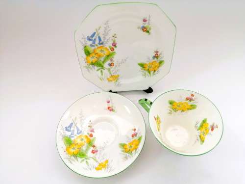 Paragon Art Deco Primrose, Cup Saucer and Plate Trio