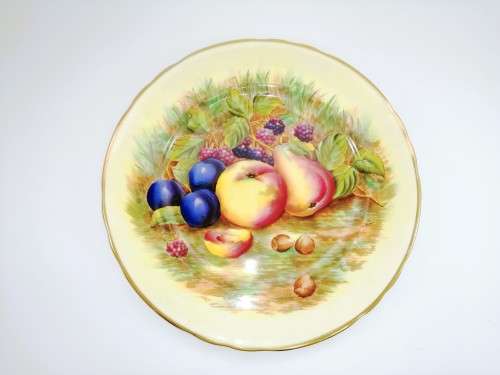 Aynsley Signed N. Brunt Orchard Gold Fruit Serving Plate Numbered Plate 7956