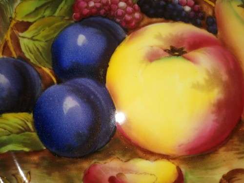 Aynsley Signed N. Brunt Orchard Gold Fruit Serving Plate Numbered Plate 7956