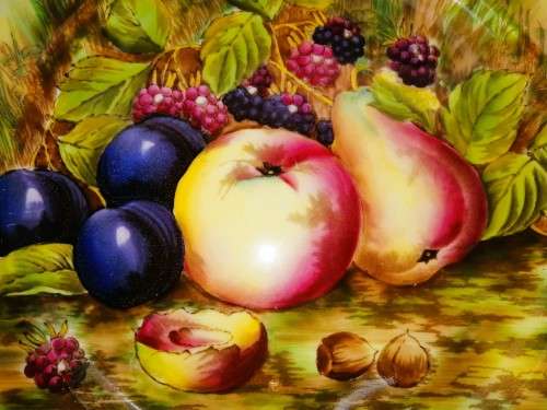 Aynsley Signed N. Brunt Orchard Gold Fruit Serving Plate Numbered Plate 7956