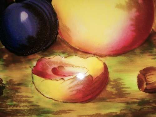 Aynsley Signed N. Brunt Orchard Gold Fruit Serving Plate Numbered Plate 7956