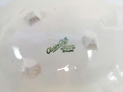 Gorgeous Clarice Cliff for Newport Pottery moulded, hand painted serving bowl.