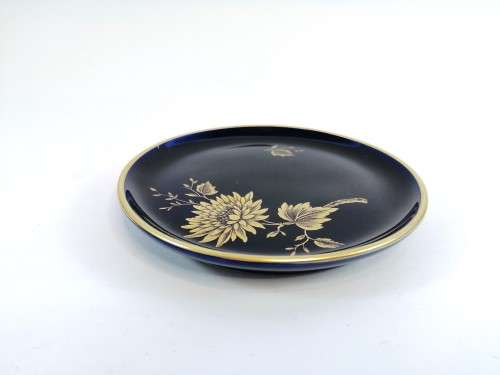 Limoges France Jeannette Echt Cobalt Cobalt Blue and 22k Gold Coaster