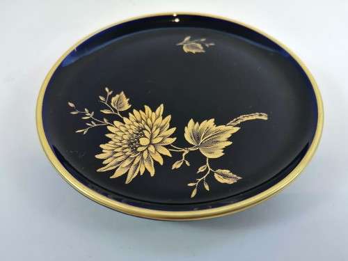 Limoges France Jeannette Echt Cobalt Cobalt Blue and 22k Gold Coaster