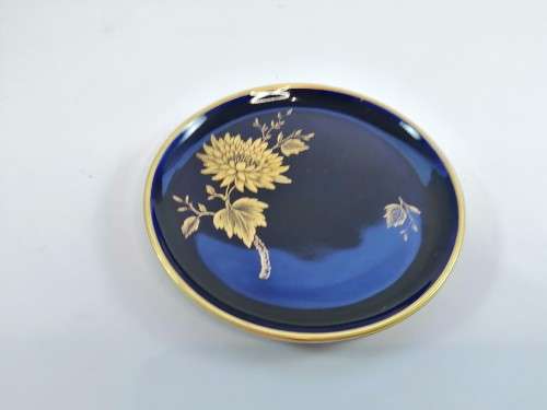 Limoges France Jeannette Echt Cobalt Cobalt Blue and 22k Gold Coaster