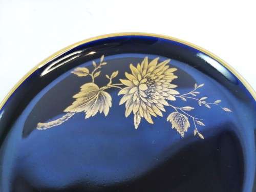 Limoges France Jeannette Echt Cobalt Cobalt Blue and 22k Gold Coaster