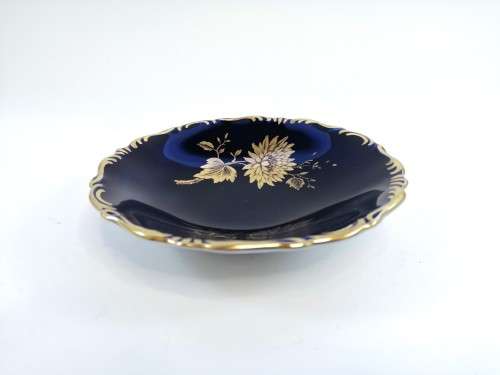 Limoges France Jeannette Echt Cobalt Cobalt Blue and 22k Gold Pin Dish