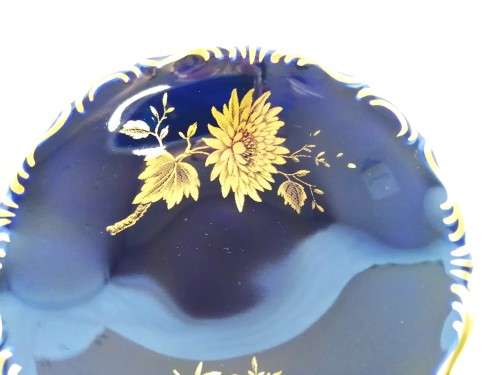 Limoges France Jeannette Echt Cobalt Cobalt Blue and 22k Gold Pin Dish
