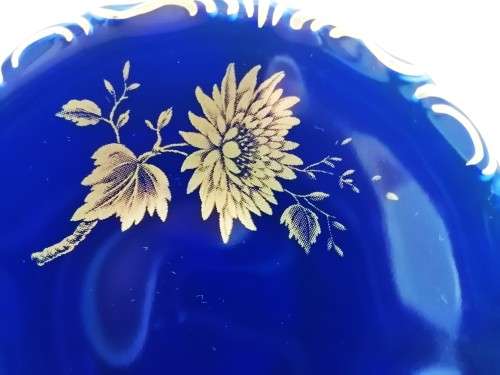 Limoges France Jeannette Echt Cobalt Cobalt Blue and 22k Gold Pin Dish