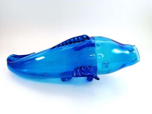 Huge 41cm Blue Blown Glass Koi Fish