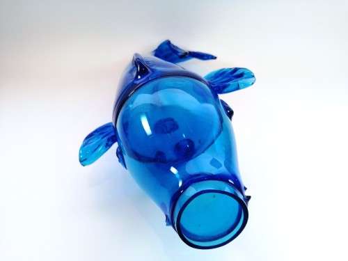 Huge 41cm Blue Blown Glass Koi Fish