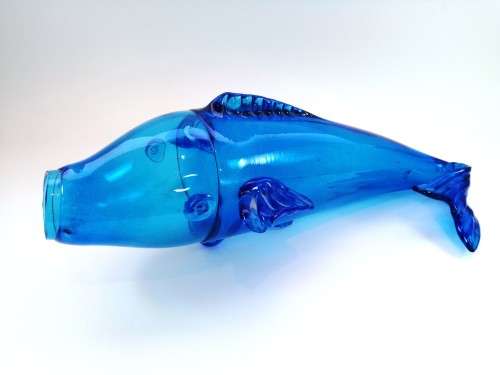 Huge 41cm Blue Blown Glass Koi Fish