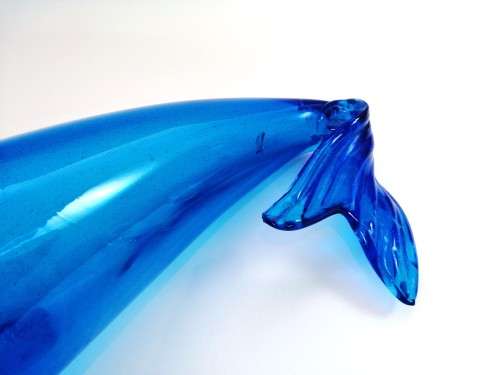 Huge 41cm Blue Blown Glass Koi Fish