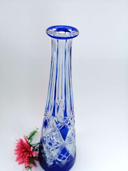Colalt Blue overlay Baccarat crystal wine decanter, Lagny pattern