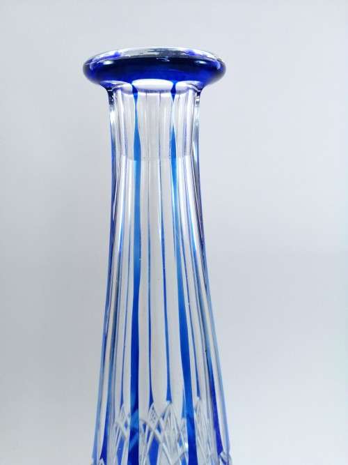 Colalt Blue overlay Baccarat crystal wine decanter, Lagny pattern