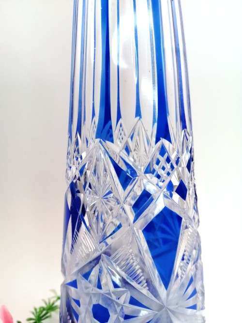 Colalt Blue overlay Baccarat crystal wine decanter, Lagny pattern