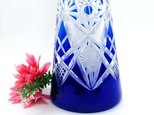 Colalt Blue overlay Baccarat crystal wine decanter, Lagny pattern