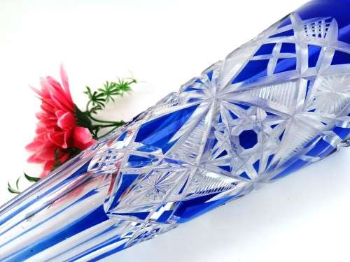 Colalt Blue overlay Baccarat crystal wine decanter, Lagny pattern