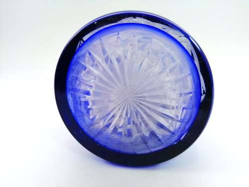 Colalt Blue overlay Baccarat crystal wine decanter, Lagny pattern