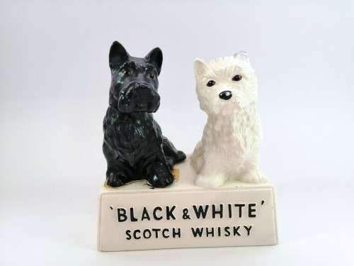 Black & White Scotch Whisky Buchanan`s vintage 50`s ceramic dogs