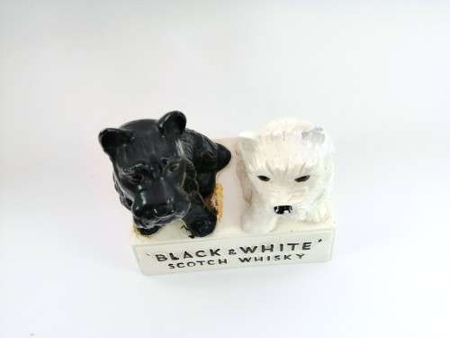 Black & White Scotch Whisky Buchanan`s vintage 50`s ceramic dogs