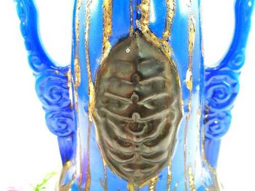 Unusual large glazed ceramic two-handled vase, made in Czechoslovakia
