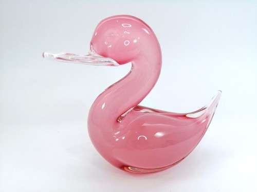 Elegant Murano Sommerso Pink Art Glass Large  Swan Duck Bird