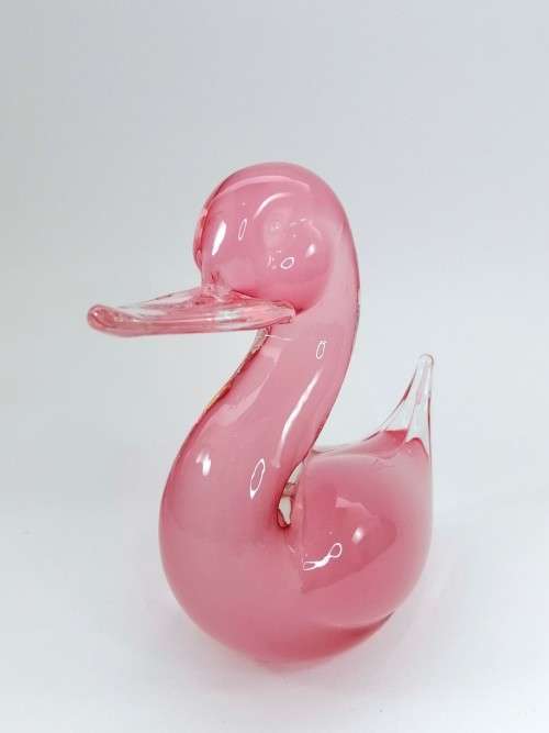 Elegant Murano Sommerso Pink Art Glass Large  Swan Duck Bird
