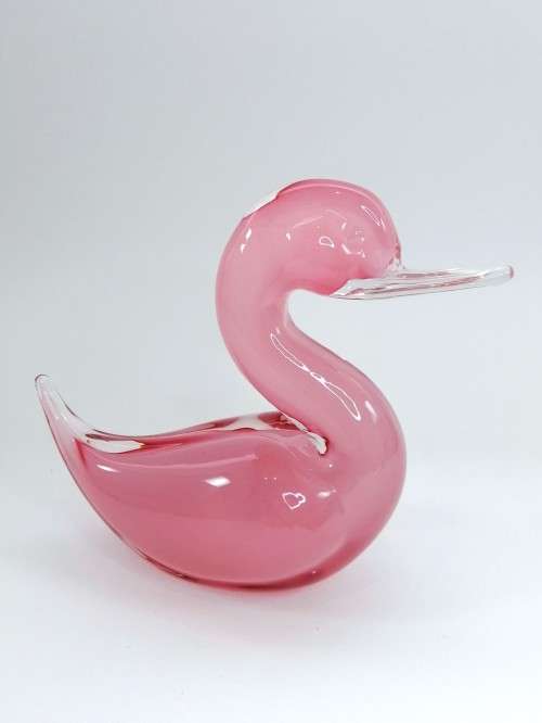 Elegant Murano Sommerso Pink Art Glass Large  Swan Duck Bird