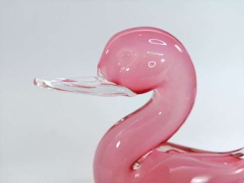Elegant Murano Sommerso Pink Art Glass Large  Swan Duck Bird