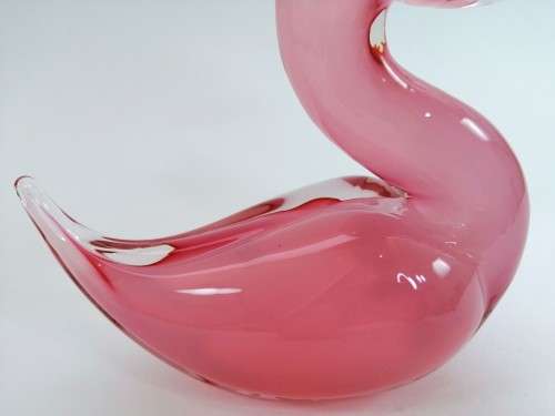 Elegant Murano Sommerso Pink Art Glass Large  Swan Duck Bird