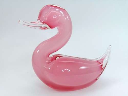 Elegant Murano Sommerso Pink Art Glass Large  Swan Duck Bird