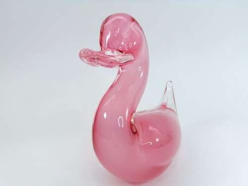 Elegant Murano Sommerso Pink Art Glass Large  Swan Duck Bird