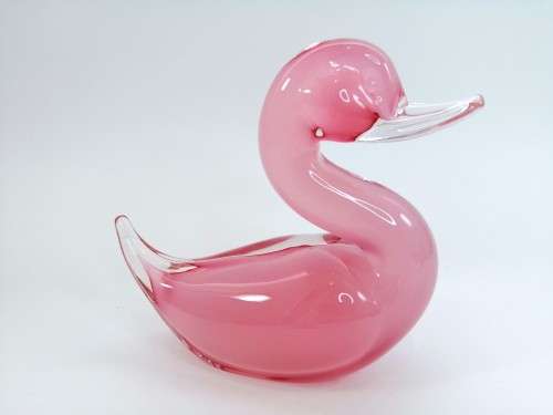 Elegant Murano Sommerso Pink Art Glass Large  Swan Duck Bird