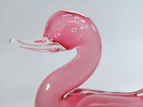 Elegant Murano Sommerso Pink Art Glass Large  Swan Duck Bird